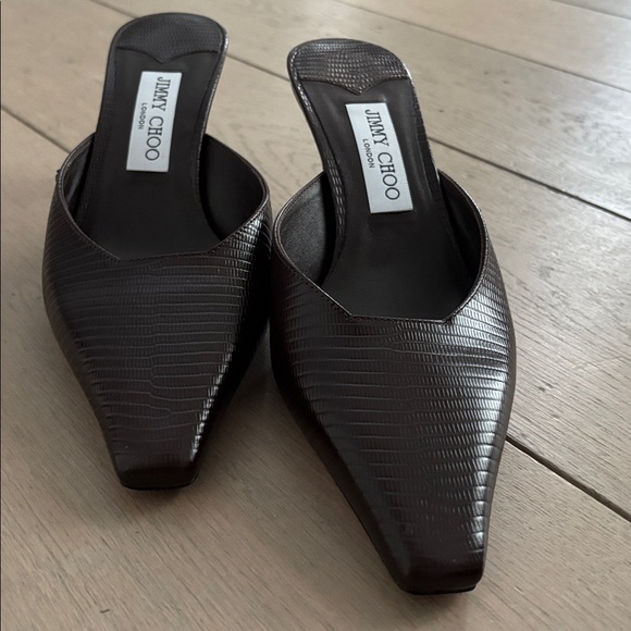Jimmy Choo brown croc print kitten heel mules - Picture 2 of 7